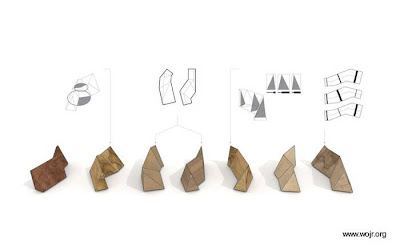 Dibujos y maquetas de un diseño de casa alpina