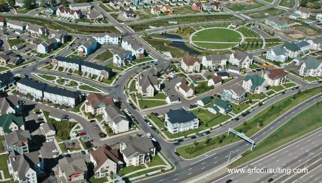 Vista aérea de un sector urbanizado Imagen del renderizado de un plan urbanístico