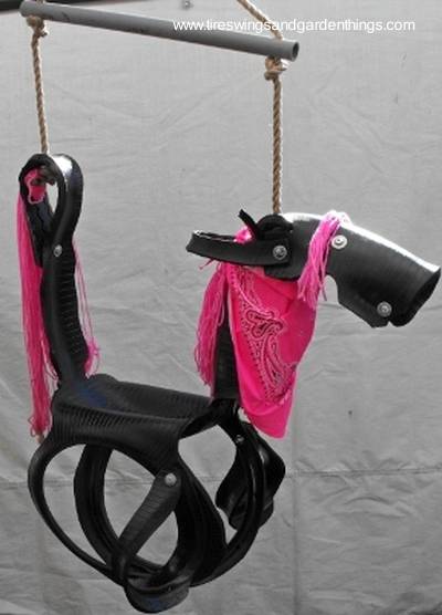 Una cosa que se puede hacer con neumático de auto Juego infantil para el jardín con material reciclado