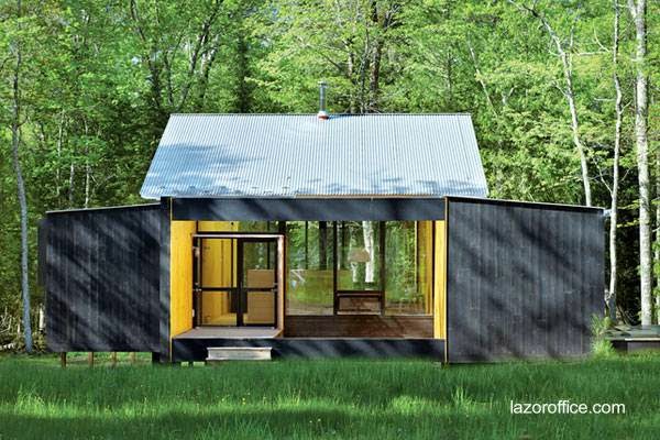 Ubicada próximo a un lago al norte de Wisconsin en Estados Unidos Cabaña americana moderna prefabricada