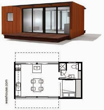 Modelo de vivienda contenida en una unidad modular Weehouse casa modular pequeña en Estados Unidos