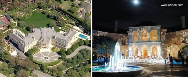 Enorme residencia en forma de W de Aaron Spelling productor de TV Mansión The Manor en Los Angeles, California