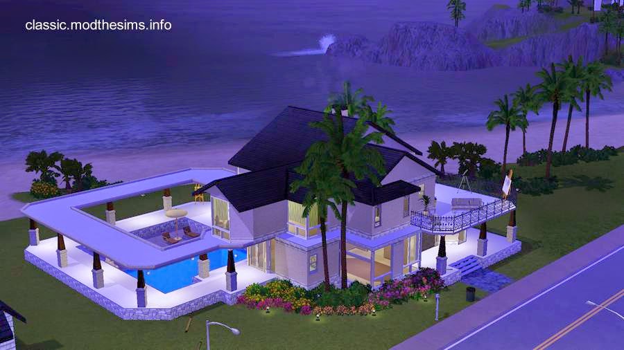 Imagen del renderizado de un proyecto de casa de playa americana Casa de playa americana con piscina exterior imagen de renderizado