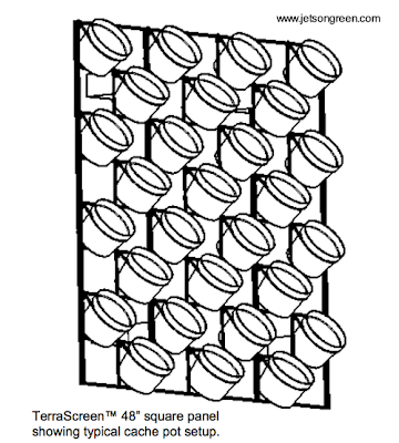 Dibujo de un sistema para jardín vertical Soporte de macetas para la pared