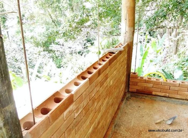 Construcción de bajo costo con bloques tipo ladrillos colorados Paredes de ladrillos modulares económicos para hacer una casa en Brasil