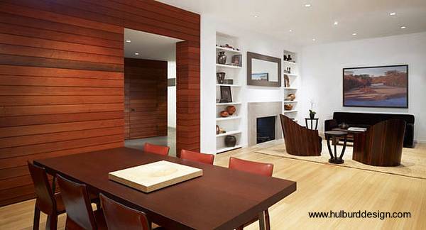 Pared cubierta con madera fina